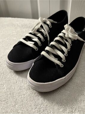 Keds Black Canvas Low-Top Sneakers with White Laces